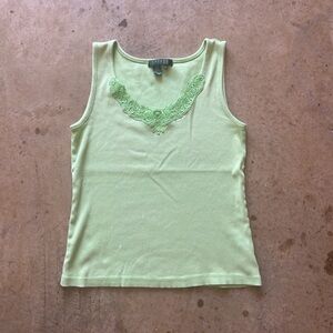 Lauren Ralph Lauren Green Embellished Tank Top